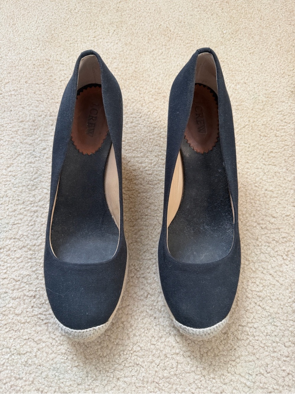 J.Crew Black Canvas Espadrille Wedge Pumps | Size 11